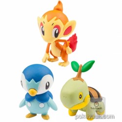 Pokemon 2017 20th Anniversary Piplup Turtwig Chimchar Tomy 2" Monster Collection Set of 3 Plastic Figures (Vol. 4 Sinnoh)