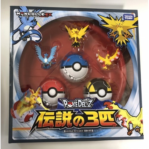 Pokemon 2018 Takara Tomy Monster Collection Moncolle Poke Del-Z Articuno Moltres Zapdos Plastic Figures With Pokeball Great Ball Ultra Ball Battle Set