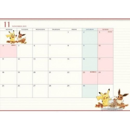 Pokemon Center 2018 Eevee Pikachu 2019 Schedule Calendar Book