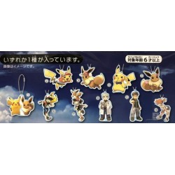Pokemon Center 2018 Let's Go Pikachu & Eevee Campaign Pikachu Eevee Acrylic Keychain Charm (Version #1)
