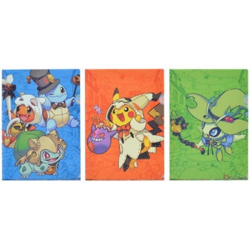 Pokemon Center 2019 Halloween Festival Campaign Charmander Bulbasaur Squirtle & Friends Set Of 3 A4 Size Clear File Folders