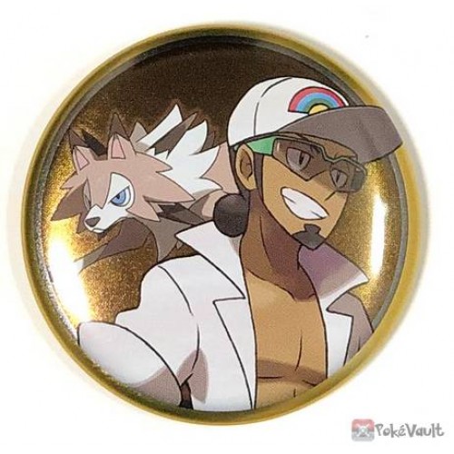 Pokemon Center 2019 Alola Button Collection (Part A) Professor Kukui Lycanroc Midday Form Large Size Metal Button