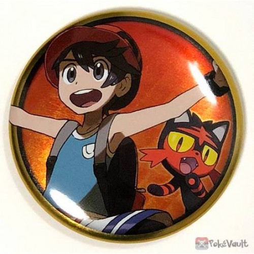 Pokemon Center 2019 Alola Button Collection (Part B) Elio Litten Large Size Metal Button