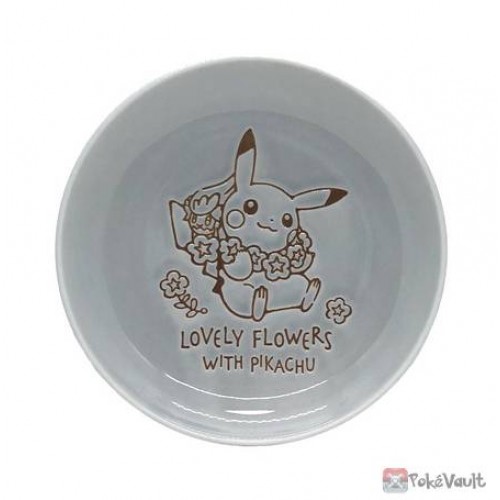 Pokemon Center 2021 Pikachu Comfey Lovely Flowers Ceramic Plate Small (Blue-Grey)