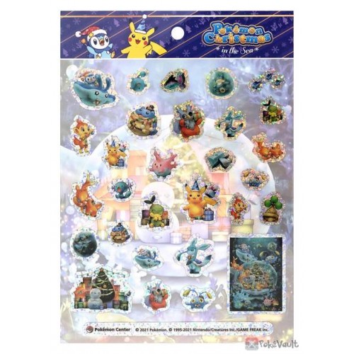 Pokemon Center 2021 Mantyke Glaceon Christmas In The Sea Sticker Sheet