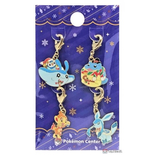 Pokemon Center 2021 Piplup Mantyke Spheal Chimchar Glaceon Christmas In The Sea Set Of 4 Charms