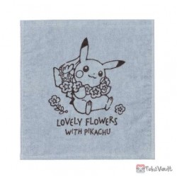 Pokemon Center 2022 Lovely Flowers With Pikachu Mini Hand Towel (Blue-Grey Version)