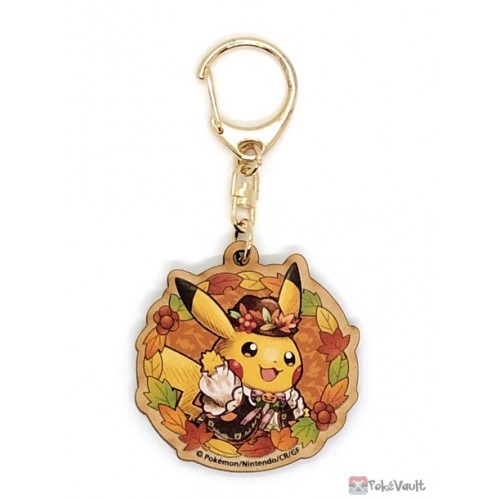 Pokemon Center 2022 Pikachu Halloween Harvest Festival Wood Keychain #1