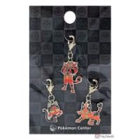 Pokemon Center 2025 Litten Torracat Incineroar Set of 3 Metal Charms