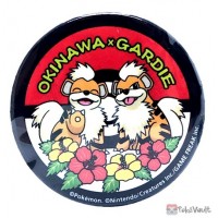 Pokemon 2025 Growlithe Okinawa Local Acts Large Metal Button Hibiscus Flower Version