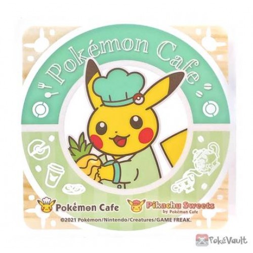 Pokemon Cafe 2021 Pikachu Sweets Clear Plastic Coaster Prize Series #12 (Green Version)