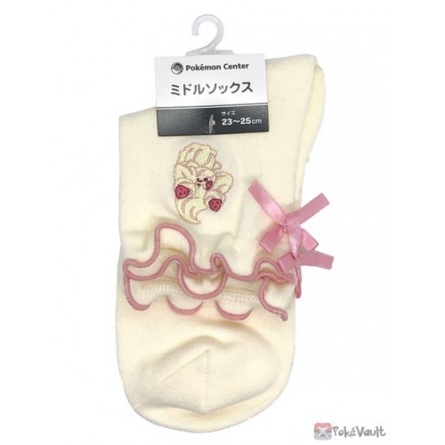 Pokemon Center 2022 Alcremie Relaxed With Ribbon Embroidered Adult Middle Length Socks (Size 23-25cm)