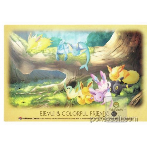 Pokemon Center 2017 Eevee Collection Campaign Eievui & Colorful Friends Eevee Espeon Flareon Glaceon Jolteon Leafeon Sylveon Umbreon Vaporeon Jumbo Clear Plastic Bromide Promo Card (Version #6) NOT SOLD IN STORES