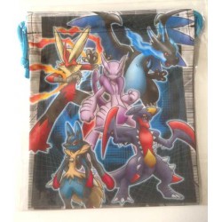 Pokemon Center 2014 Mega Charizard X Mewtwo X Blaziken Lucario Garchomp Medium Size Drawstring Dice Bag