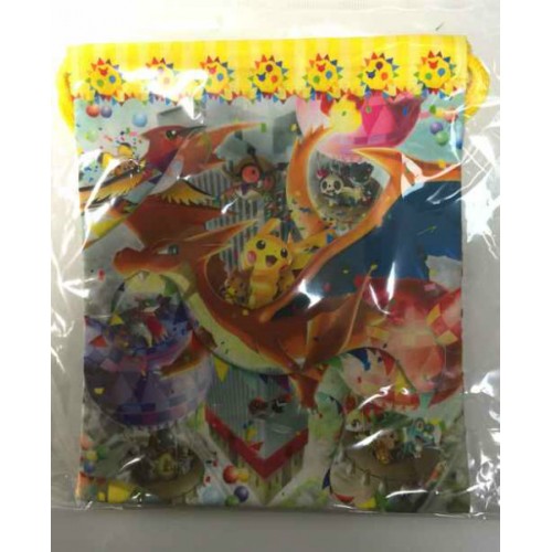 Pokemon Center Mega Tokyo 2014 Grand Opening Mega Charizard Y Pikachu & Friends Medium Size Drawstring Dice Bag