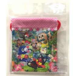 Pokemon Center 2016 Pikipek Rockruff Popplio Litten Rowlet & Friends Small Size Drawstring Dice Bag