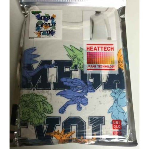 Pokemon 2014 Uniqlo Heattech Mega Lucario Charizard X Gengar Tyranitar & Friends Childrens Size Thermal Tshirt
