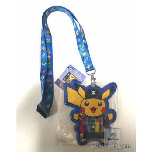 Pokemon Expo Gym 2016 Pikachu Lanyard Neck Strap Train Pass Case (Blue Version)