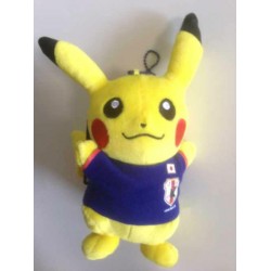 Pokemon 2014 Banpresto UFO Game Catcher Prize Pikachu Samurai Blue World Cup Soccer Plush Keychain (Version #1)