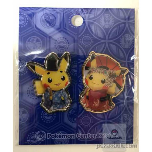 Pokemon Center Kyoto 2016 Grand Opening Campaign #1 Okuge-Sama Maiko-Han  Pikachu Set of 2 Pin Badges