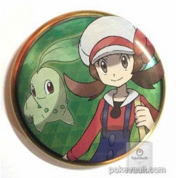 Pokemon Center 2016 Johto Button Collection Lyra Chikorita Large Size Metal Button