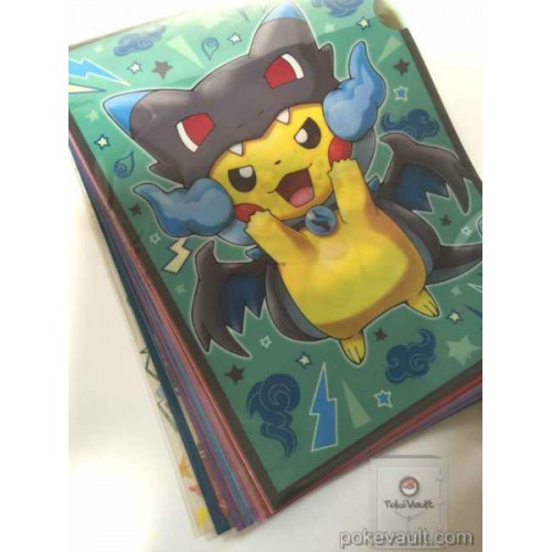Pokemon Center 2015 Poncho Pikachu Campaign #1 Mega Charizard X Y Audino Sableye Lucario & Friends A4 Size Set of 8 Clear File Folders