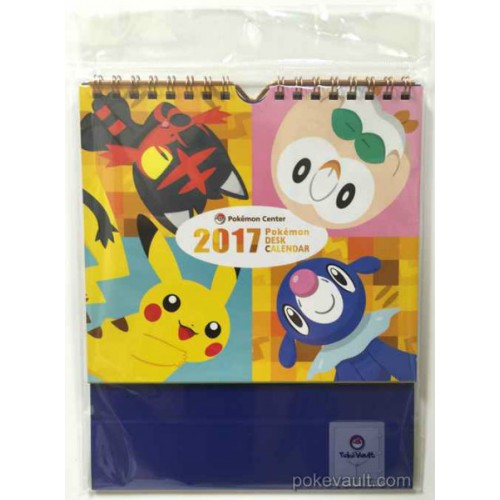 Pokemon Center 2016 Rowlet Popplio Litten Pikachu Lunala Solgaleo Desk Calendar For 2017