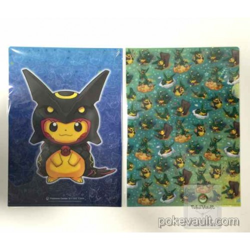 Pokemon Center Skytree Town 2016 Grand Opening Campaign Poncho Pikachu Rayquaza Shiny Black Rayquaza Set of 2 A4 Size Clear File Folders