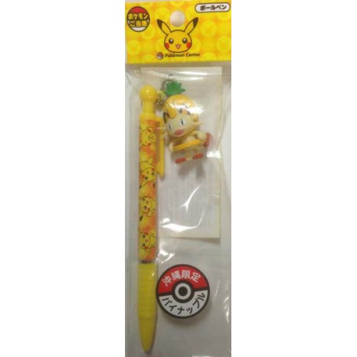 Pokemon Center Fukuoka 2013 Okinawa Meowth Pineapple Ball Point Pen With Figure Charm