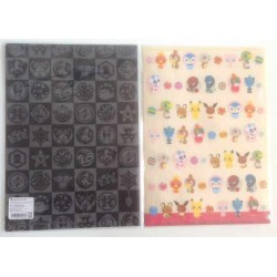 Pokemon Center 2014 Japanese Traditional Design Campaign Kokeshi Doll Eevee Mew Dedenne Cubone & Friends A4 Size Set of 2 Clear File Folders