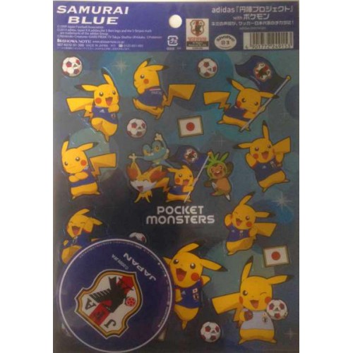 Pokemon Center 2014 Pikachu Samurai Blue World Cup Soccer Sticker Sheet