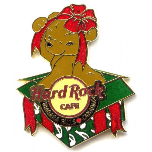 Hard Rock Cafe Niagara Falls Canada 2008 Christmas Bear Pin