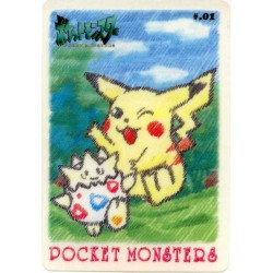 Pokemon 1998 Bandai Pikachu Togepi Promo Sticker Card