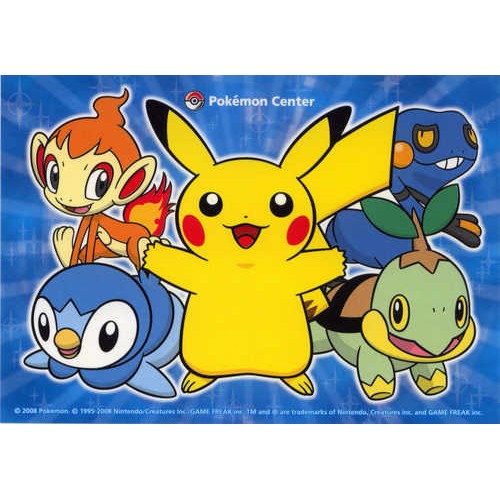 Pokemon Center 2008 Pikachu Chimchar Piplup Turtwig Croagunk Large Sticker NOT SOLD IN STORES