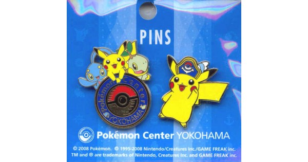 Pokemon Center Yokohama 08 Captain Pikachu Manaphy Turtwig Set Of 2 Pin Badges