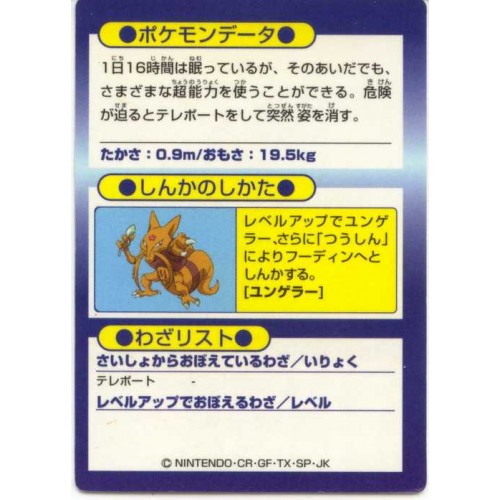 Pokemon 1997 Meiji Chocolate Abra Promo Card
