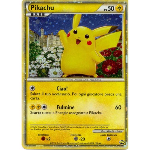 Pokemon 2010 Pikachu World Collection Holofoil Promo Pikachu Card Italian Version